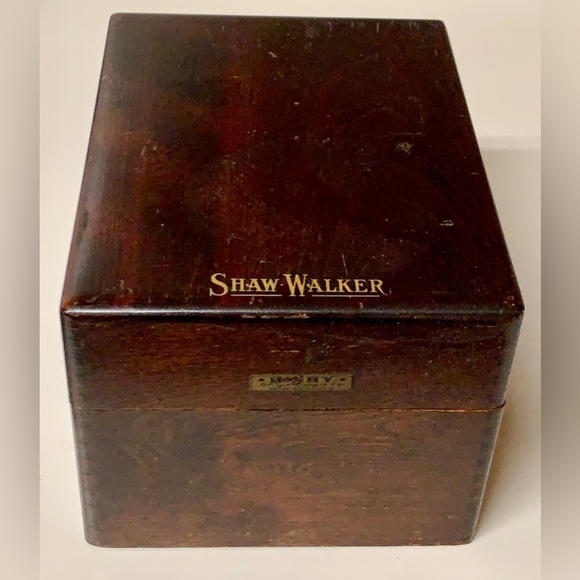 Early 20th Century Vintage SHAW WALKER Antique Hardwood Hinged File Box - Picture 2 of 15